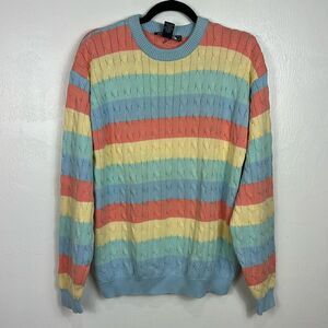 Mark Fore Strike Vintage Cotton Colorblock Cable Knit Sweater Size L